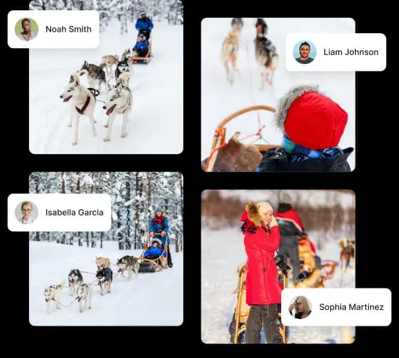 Bilder und Videos während der Durchführung eines bestimmten Erlebnisses mit der Familie oder Freunden.